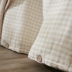 Housse De Couette|EMINZA Housse de couette gaze de coton (260 x 240 cm) Gaïa vichy Beige