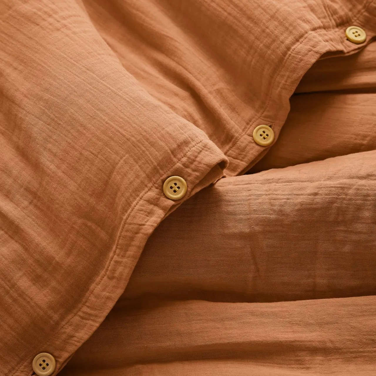 Housse De Couette|EMINZA Housse de couette gaze de coton (140 x 200 cm) Gaïa Abricot