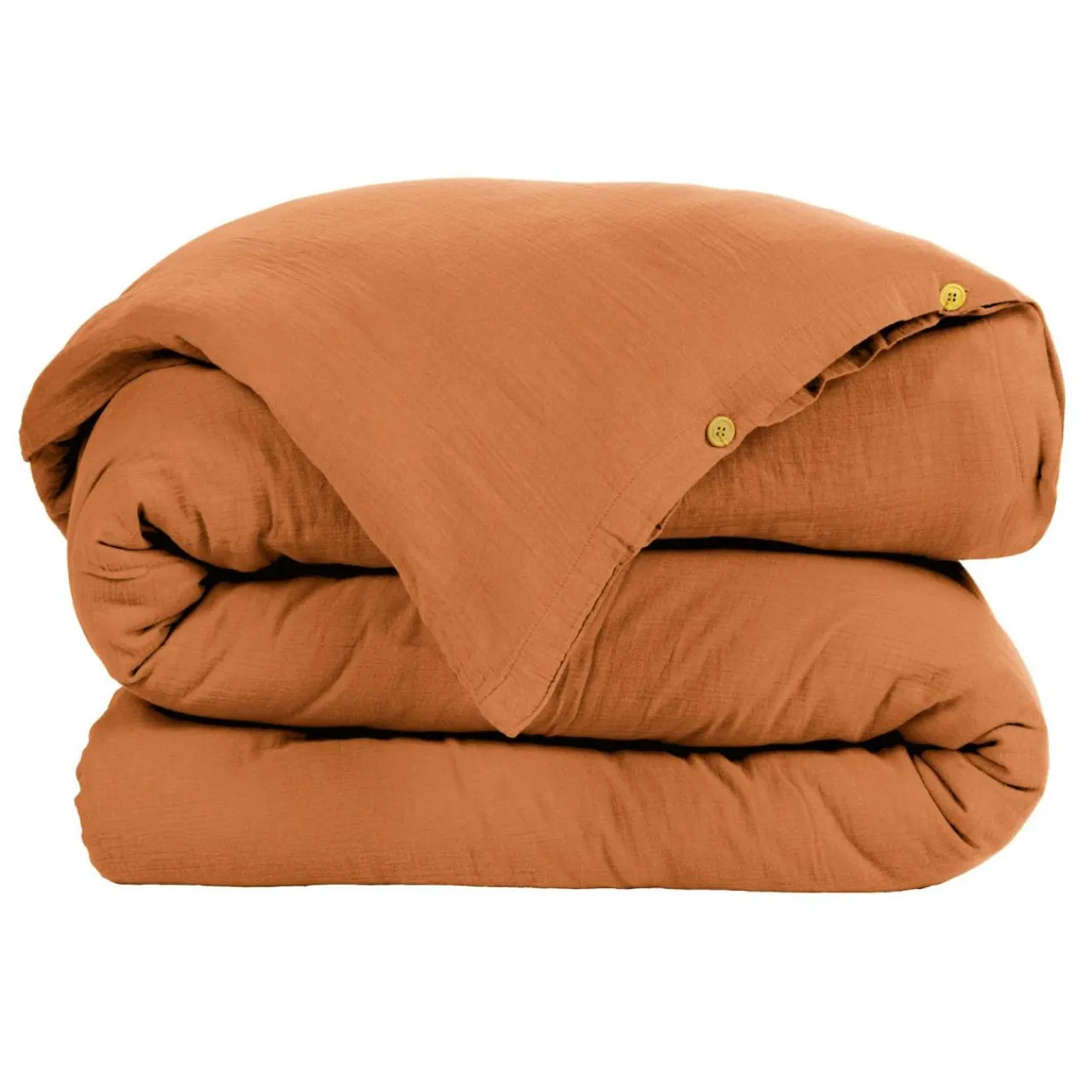 Housse De Couette|EMINZA Housse de couette gaze de coton (140 x 200 cm) Gaïa Abricot