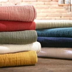 Housse De Couette|EMINZA Housse de couette gaze de coton (280 x 240 cm) Gaïa Vert Eucalyptus