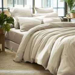 Housse De Couette|EMINZA Housse de couette gaze de coton (200 x 200 cm) Gaïa pampa Beige