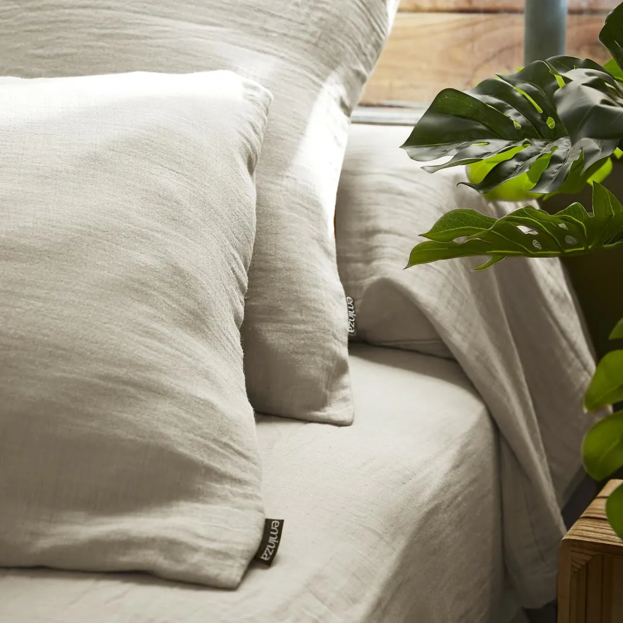 Housse De Couette|EMINZA Housse de couette gaze de coton (200 x 200 cm) Gaïa pampa Beige