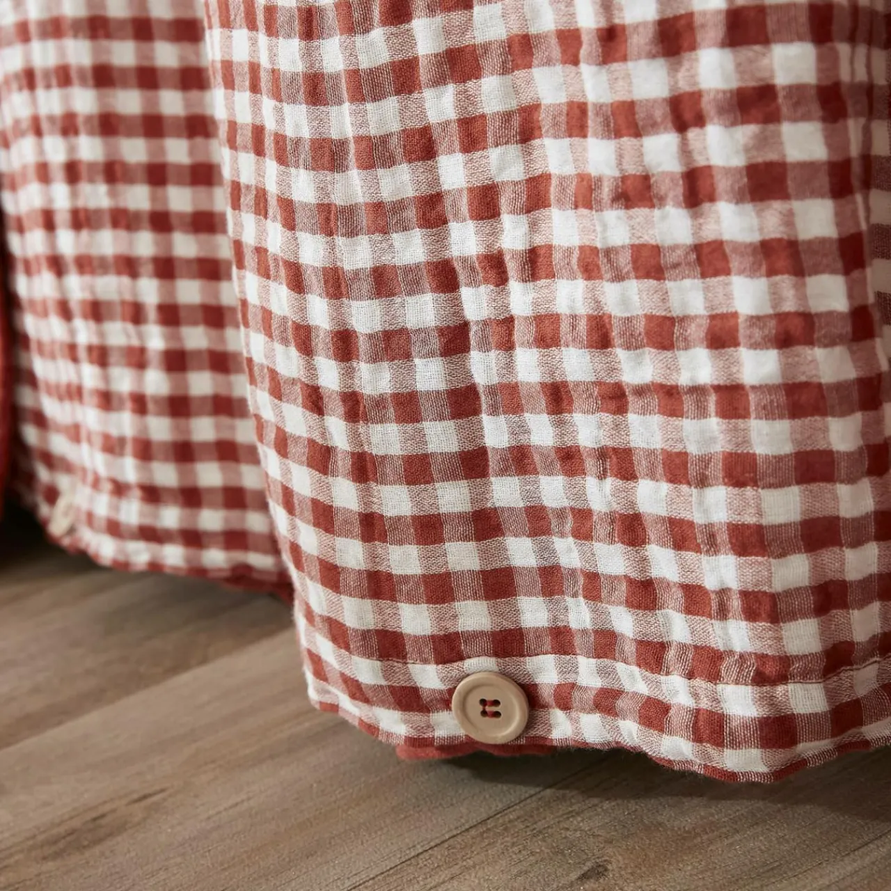 Housse De Couette|EMINZA Housse de couette gaze de coton (280 x 240 cm) Gaïa Vichy terracotta