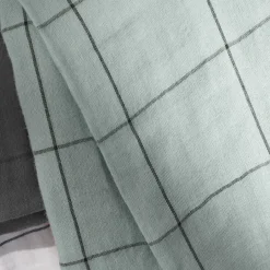 Housse De Couette|EMINZA Housse de couette gaze de coton (260 x 240 cm) Gaïa Match Vert Eucalyptus