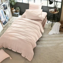 Housse De Couette|EMINZA Housse de couette gaze de coton (140 x 200 cm) Gaïa Rose poudré