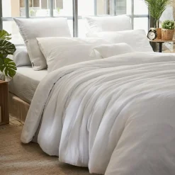 Housse De Couette|EMINZA Housse de couette gaze de coton (240 x 220 cm) Gaïa chantilly Blanc