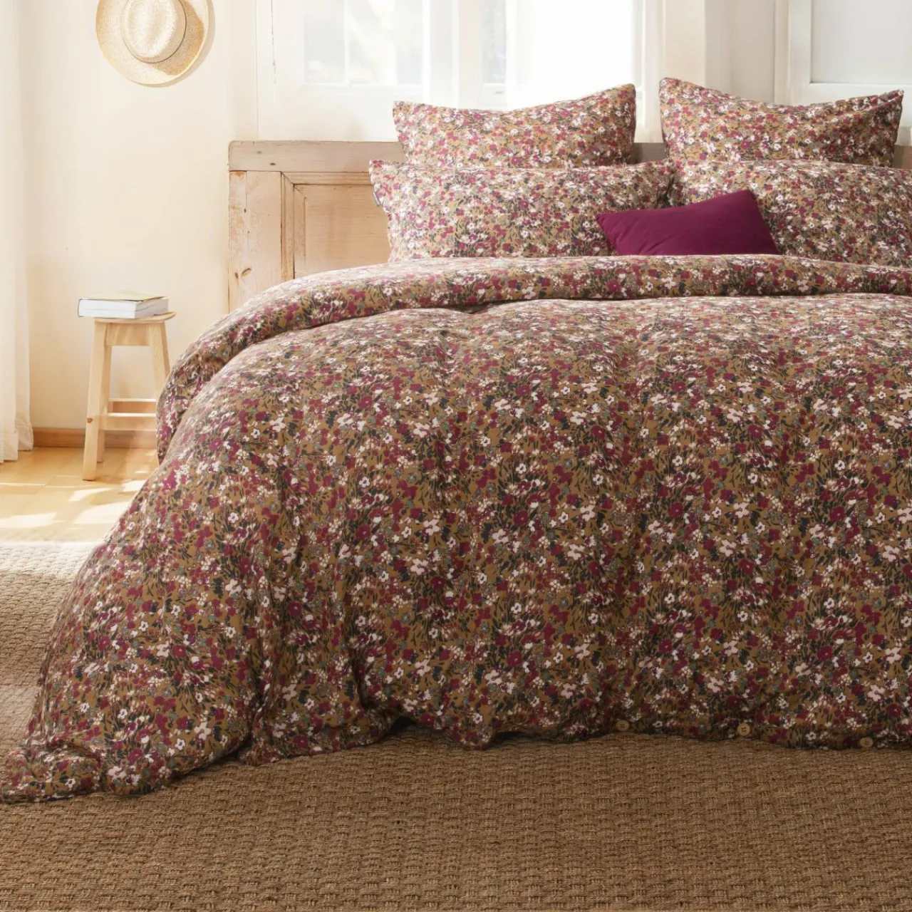 Housse De Couette|EMINZA Housse de couette gaze de coton (240 x 220 cm) Constance Camel