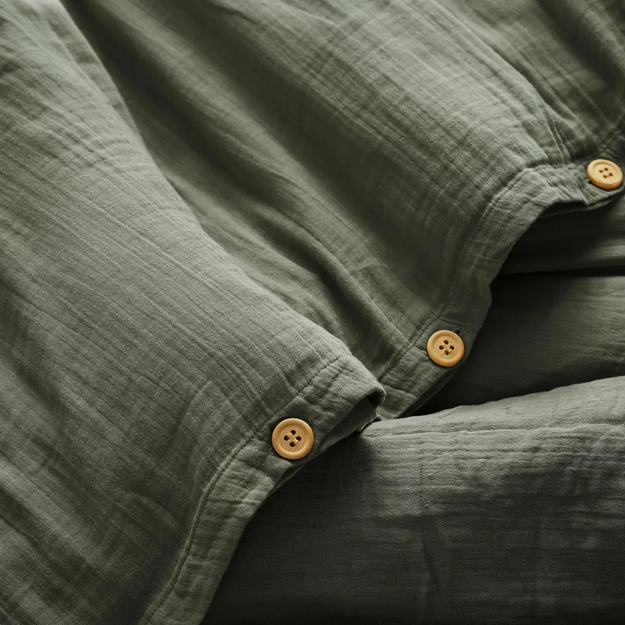 Housse De Couette|EMINZA Housse de couette gaze de coton (200 x 200 cm) Gaïa Vert romarin