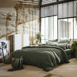 Housse De Couette|EMINZA Housse de couette gaze de coton (200 x 200 cm) Gaïa Vert romarin