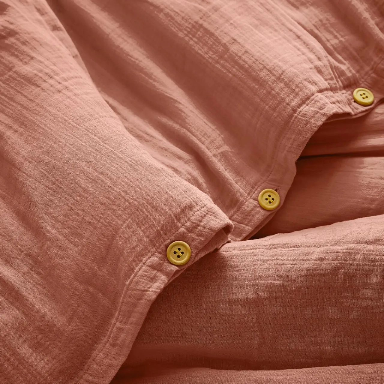 Housse De Couette|EMINZA Housse de couette gaze de coton (200 x 200 cm) Gaïa Rose Pêche