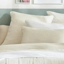 Housse De Couette|EMINZA Housse de couette gaze de coton (200 x 200 cm) Gaïa vichy Beige