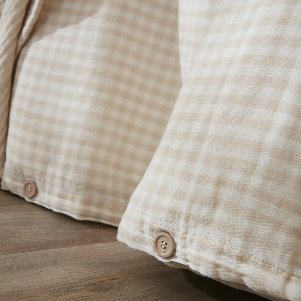 Housse De Couette|EMINZA Housse de couette gaze de coton (200 x 200 cm) Gaïa vichy Beige