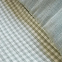 Housse De Couette|EMINZA Housse de couette gaze de coton (260 x 240 cm) Gaïa vichy Vert Eucalyptus