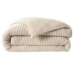 Housse De Couette|EMINZA Housse de couette gaze de coton (140 x 200 cm) Gaïa rayures Ficelle Rayure Ficelle