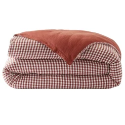 Housse De Couette|EMINZA Housse de couette gaze de coton (140 x 200 cm) Gaïa vichy Terracotta