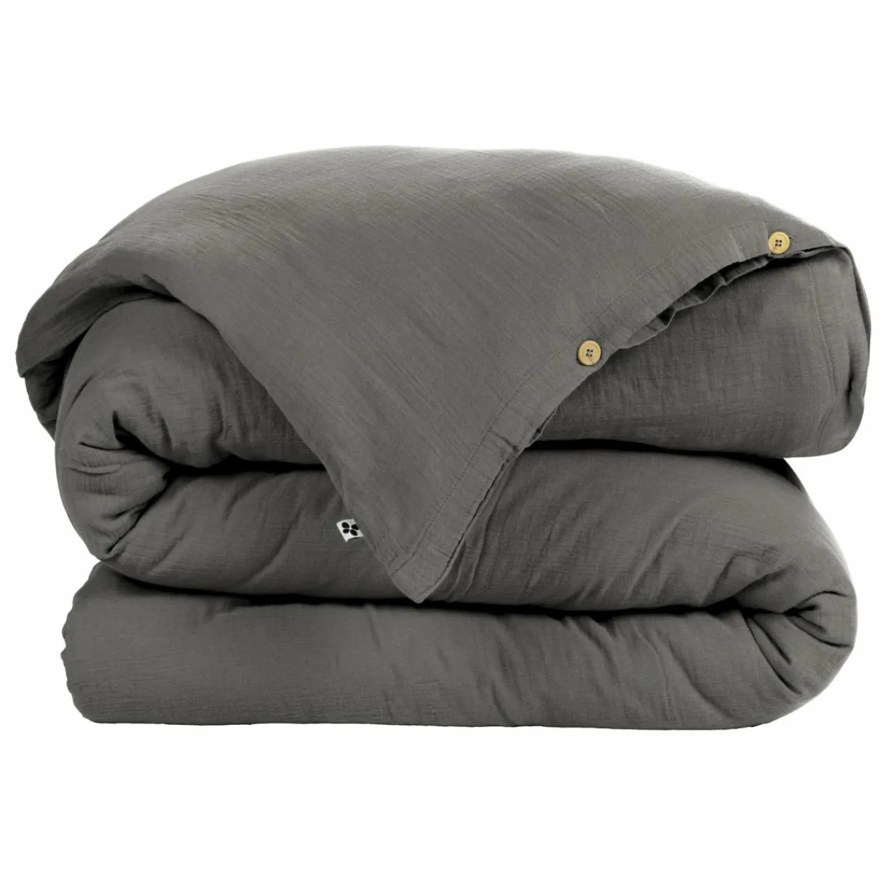 Housse De Couette|EMINZA Housse de couette gaze de coton (140 x 200 cm) Gaïa Gris granit Gris foncé