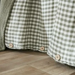 Housse De Couette|EMINZA Housse de couette gaze de coton (140 x 200 cm) Gaïa vichy Vert romarin