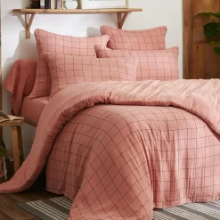 Housse De Couette|EMINZA Housse de couette gaze de coton (260 x 240 cm) Gaïa Match Rose Pêche
