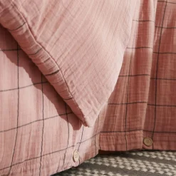 Housse De Couette|EMINZA Housse de couette gaze de coton (260 x 240 cm) Gaïa Match Rose Pêche