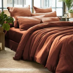 Housse De Couette|EMINZA Housse de couette gaze de coton (240 x 220 cm) Gaïa Terracotta