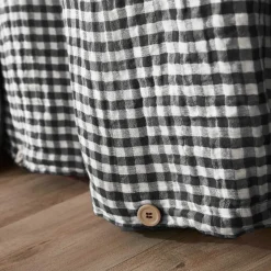 Housse De Couette|EMINZA Housse de couette gaze de coton (140 x 200 cm) Gaïa Vichy noir