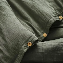 Housse De Couette|EMINZA Housse de couette gaze de coton (140 x 200 cm) Gaïa Vert romarin