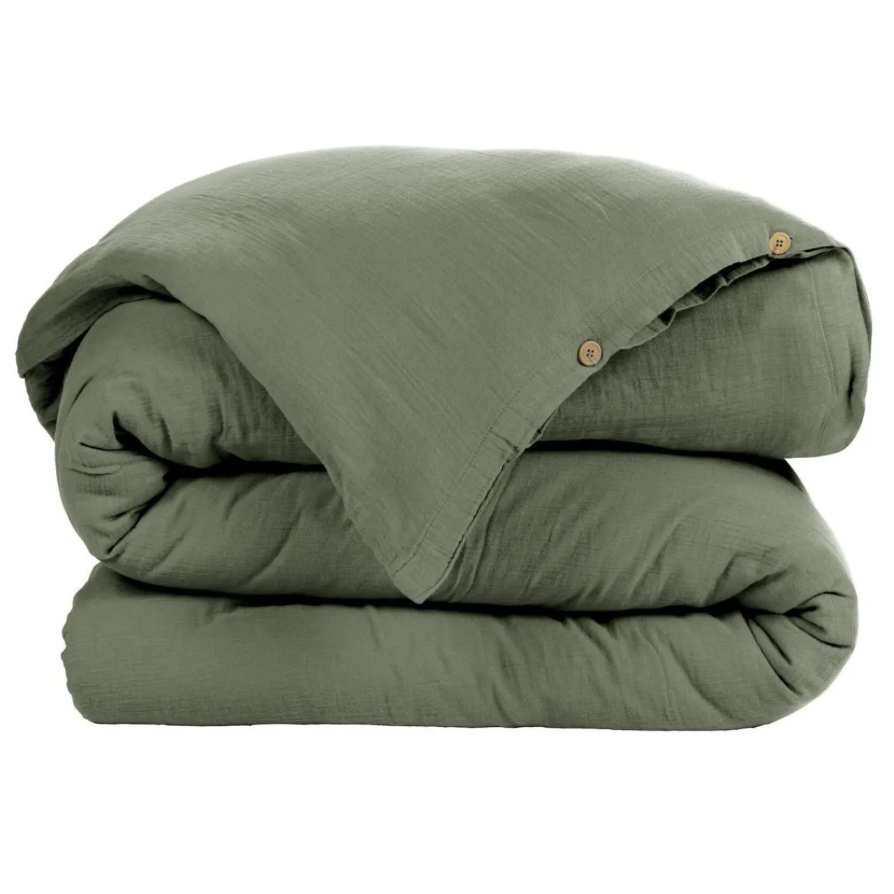 Housse De Couette|EMINZA Housse de couette gaze de coton (140 x 200 cm) Gaïa Vert romarin