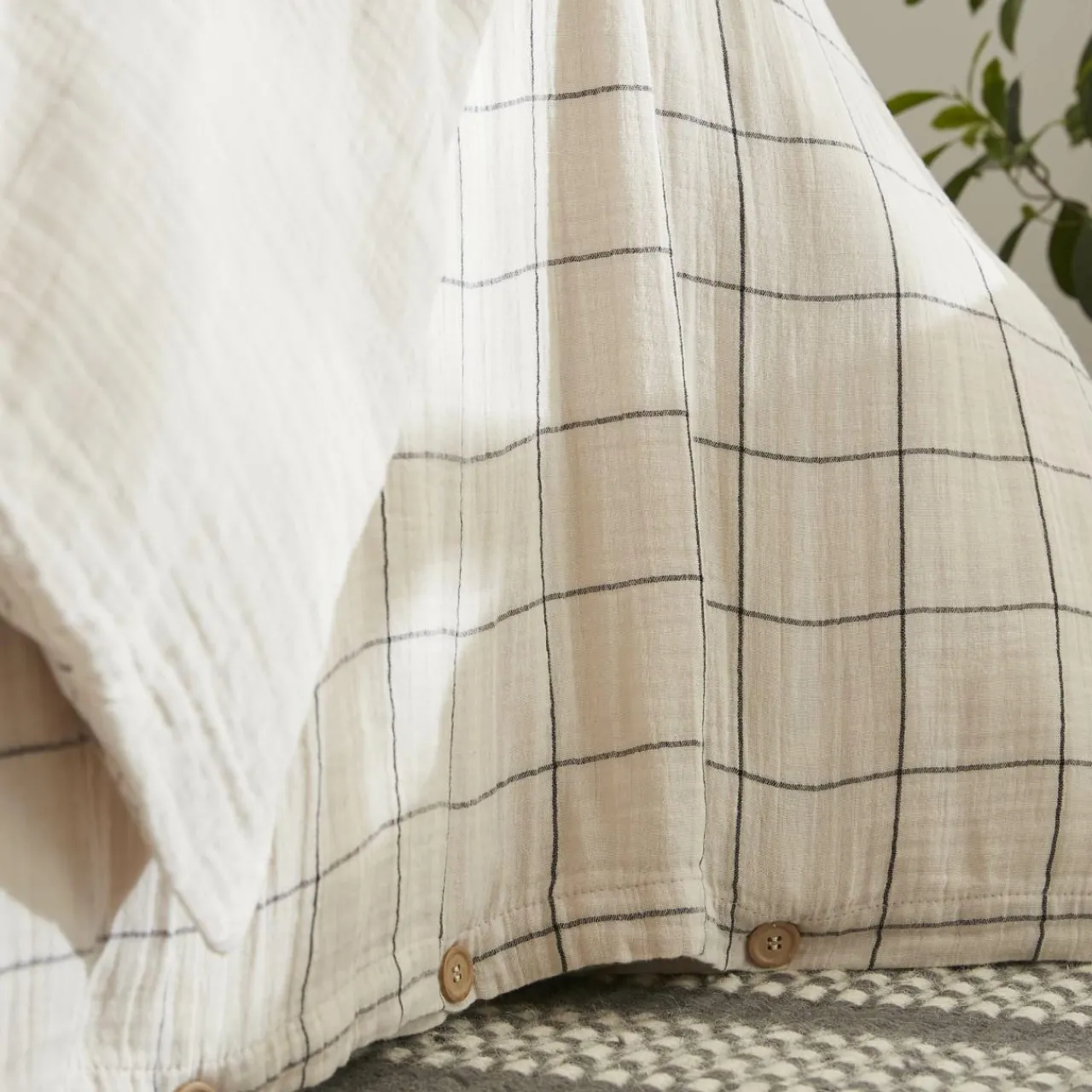 Housse De Couette|EMINZA Housse de couette gaze de coton (240 x 220 cm) Gaïa Match pampa Beige