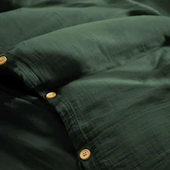 Housse De Couette|EMINZA Housse de couette gaze de coton (260 x 240 cm) Gaïa Vert sapin