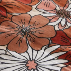 Housse De Couette|EMINZA Housse de couette gaze de coton (240 x 220 cm) Gaïa Azalée Terracotta