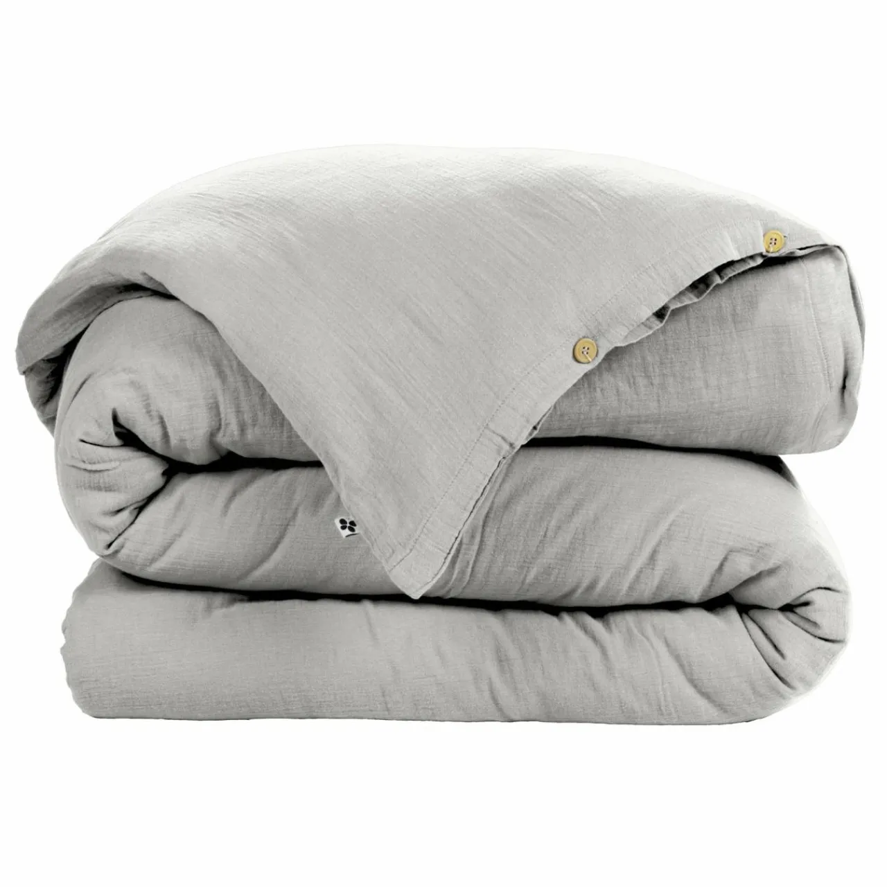 Housse De Couette|EMINZA Housse de couette gaze de coton (280 x 240 cm) Gaïa Gris nuage Gris clair