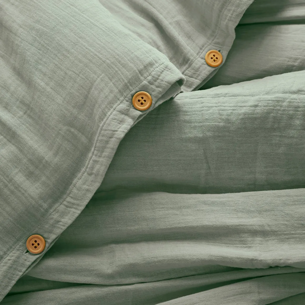 Housse De Couette|EMINZA Housse de couette gaze de coton (200 x 200 cm) Gaïa Vert Eucalyptus