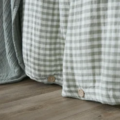 Housse De Couette|EMINZA Housse de couette gaze de coton (280 x 240 cm) Gaïa vichy Vert eucalyptus Vichy eucalyptus