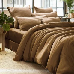 Housse De Couette|EMINZA Housse de couette gaze de coton (200 x 200 cm) Gaïa Camel