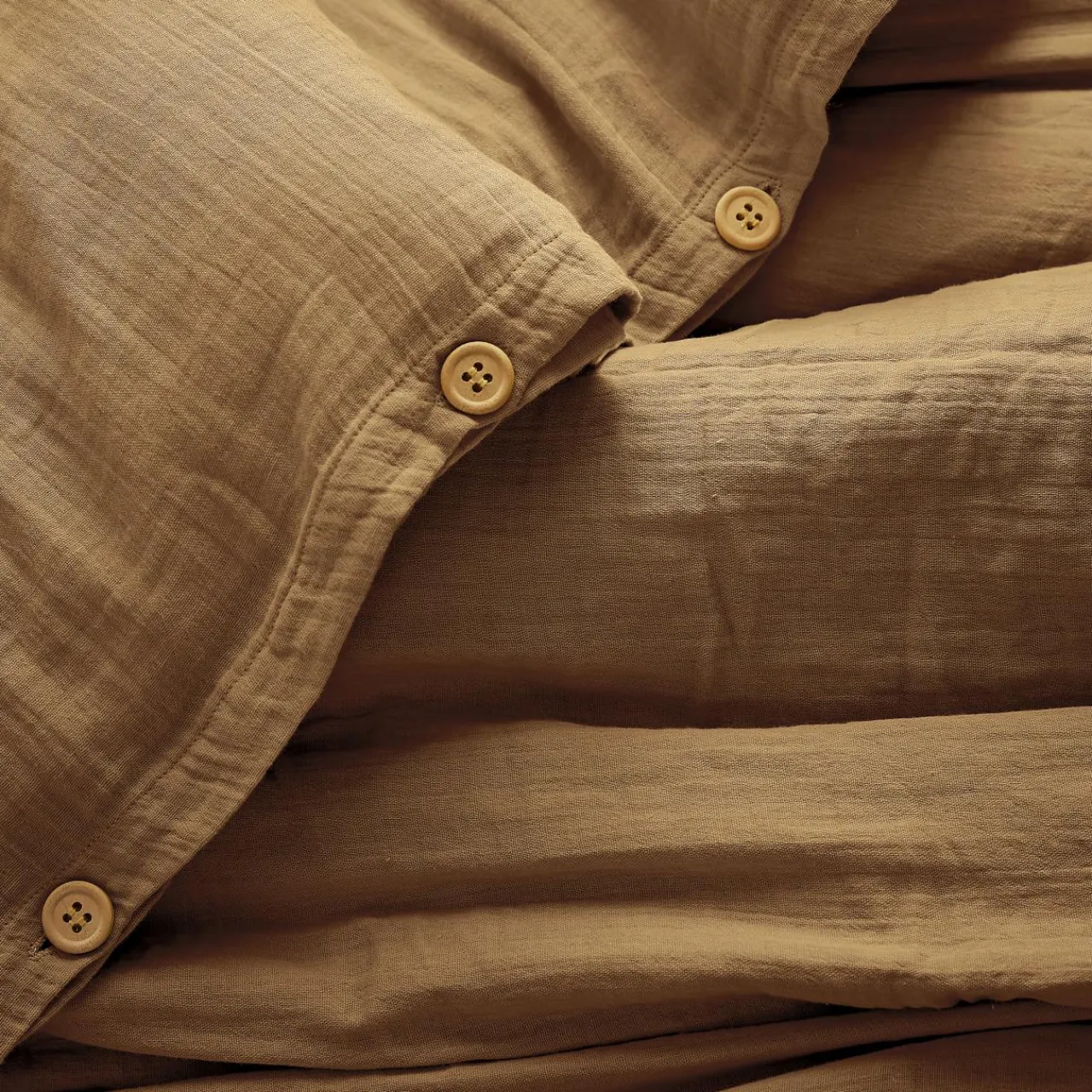 Housse De Couette|EMINZA Housse de couette gaze de coton (200 x 200 cm) Gaïa Camel