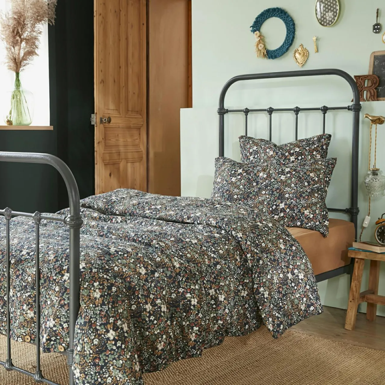 Housse De Couette|EMINZA Housse de couette gaze de coton (140 x 200 cm) Constance Bleu nuit