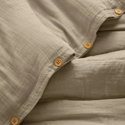 Housse De Couette|EMINZA Housse de couette gaze de coton (140 x 200 cm) Gaïa Ficelle