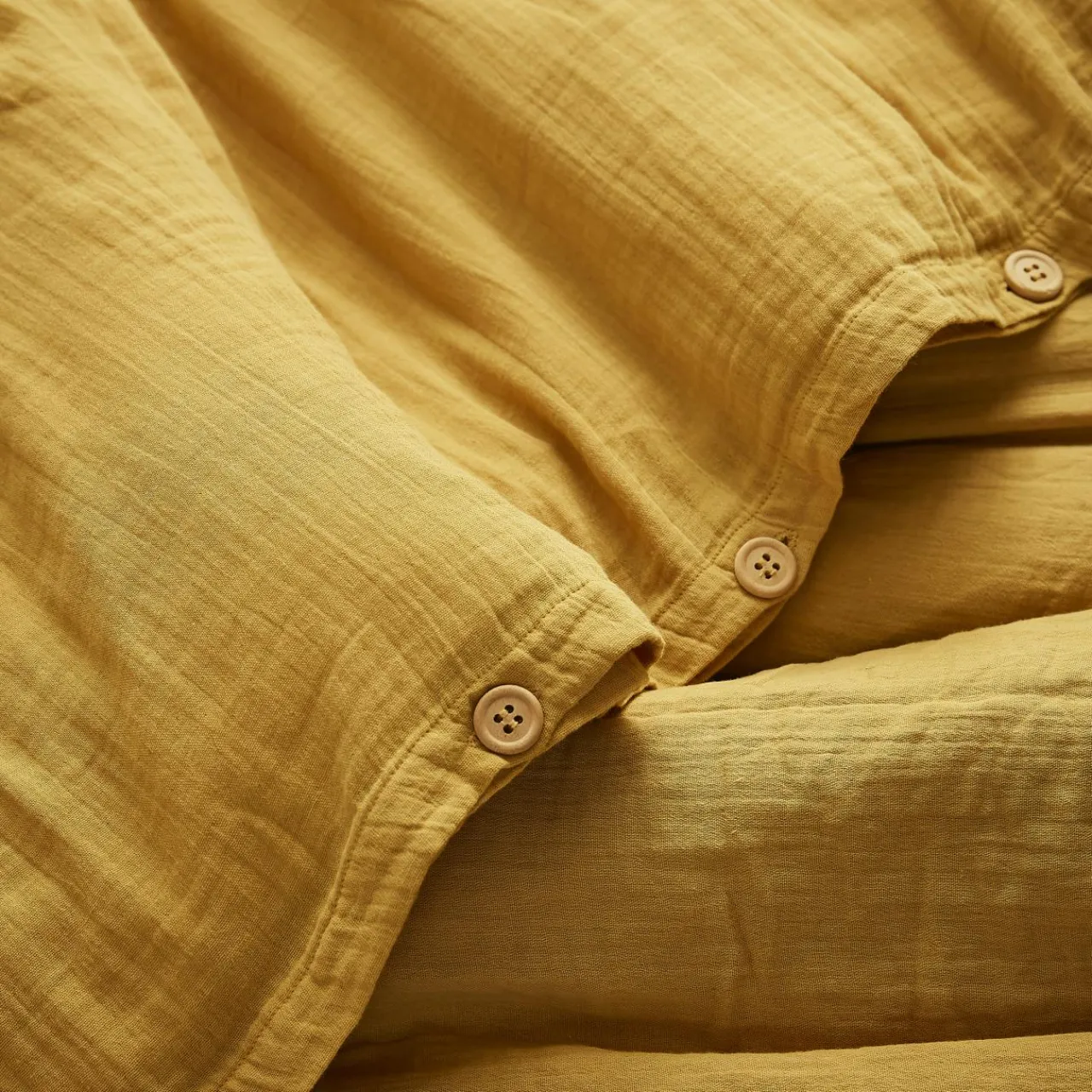 Housse De Couette|EMINZA Housse de couette gaze de coton (140 x 200 cm) Gaïa Jaune safran