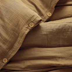 Housse De Couette|EMINZA Housse de couette gaze de coton (280 x 240 cm) Gaïa Camel