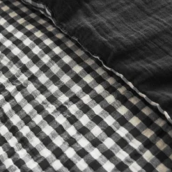 Housse De Couette|EMINZA Housse de couette gaze de coton (200 x 200 cm) Gaïa Vichy noir