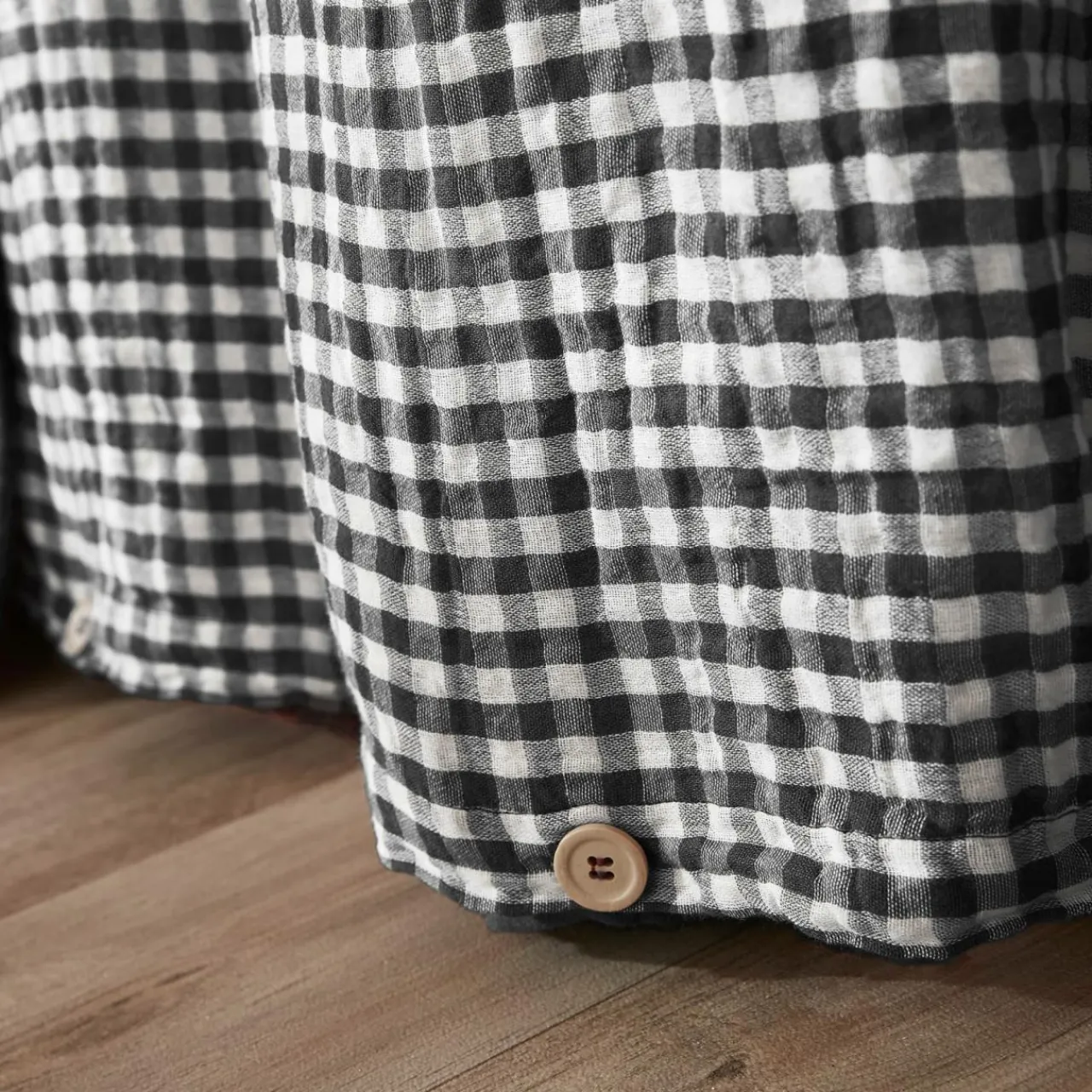 Housse De Couette|EMINZA Housse de couette gaze de coton (200 x 200 cm) Gaïa Vichy noir