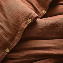 Housse De Couette|EMINZA Housse de couette gaze de coton (280 x 240 cm) Gaïa Terracotta