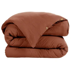 Housse De Couette|EMINZA Housse de couette gaze de coton (280 x 240 cm) Gaïa Terracotta