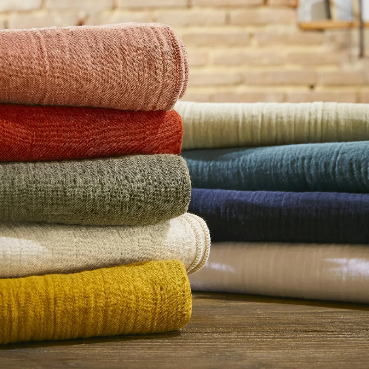 Housse De Couette|EMINZA Housse de couette gaze de coton (240 x 220 cm) Gaïa Rose Pêche