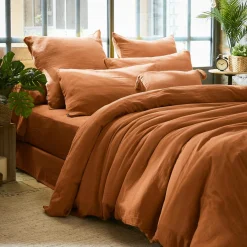 Housse De Couette|EMINZA Housse de couette gaze de coton (260 x 240 cm) Gaïa Abricot