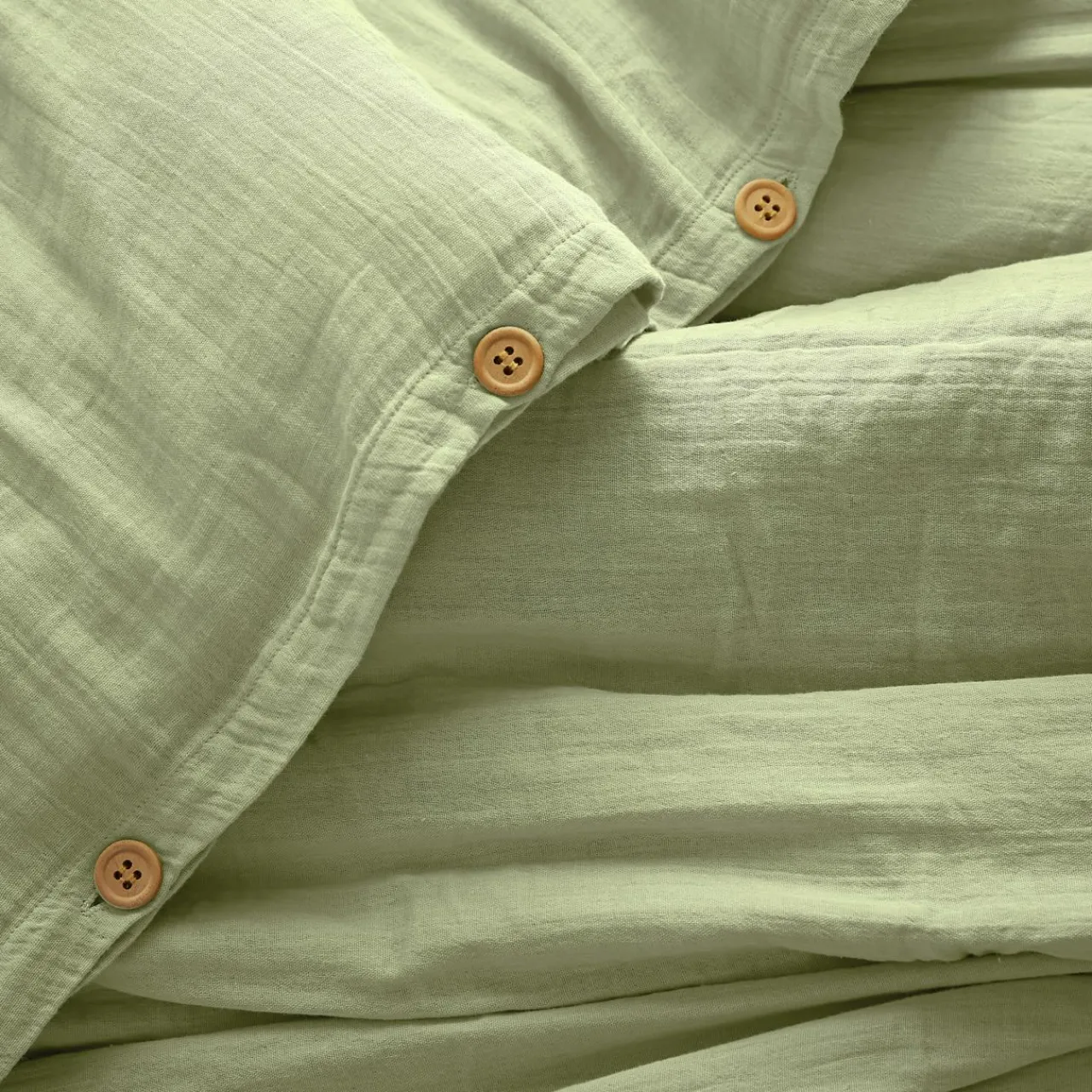 Housse De Couette|EMINZA Housse de couette gaze de coton (240 x 220 cm) Gaïa Vert tilleul