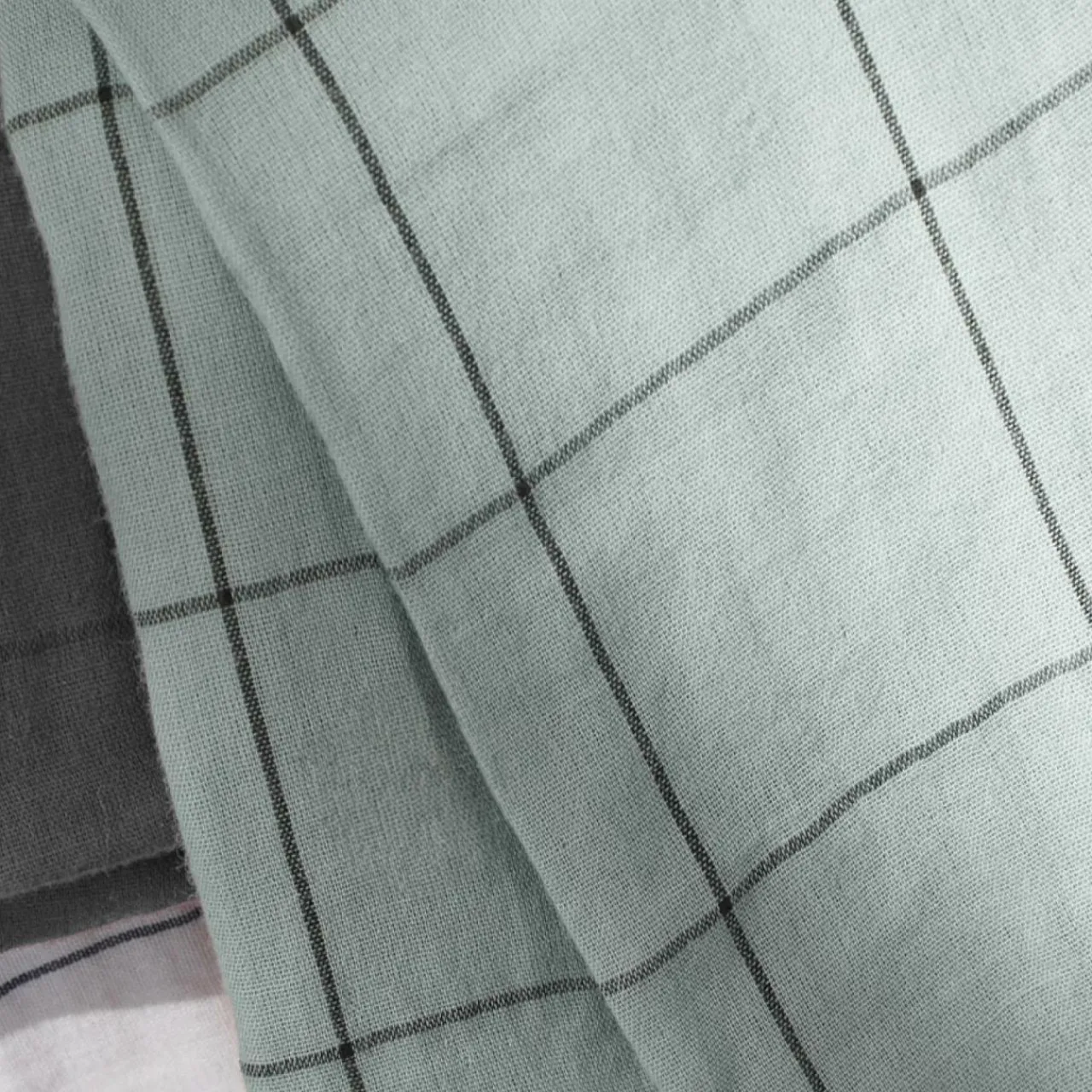 Housse De Couette|EMINZA Housse de couette gaze de coton (200 x 200 cm) Gaïa Match Vert Eucalyptus