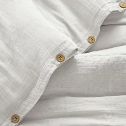 Housse De Couette|EMINZA Housse de couette gaze de coton (280 x 240 cm) Gaïa chantilly Blanc