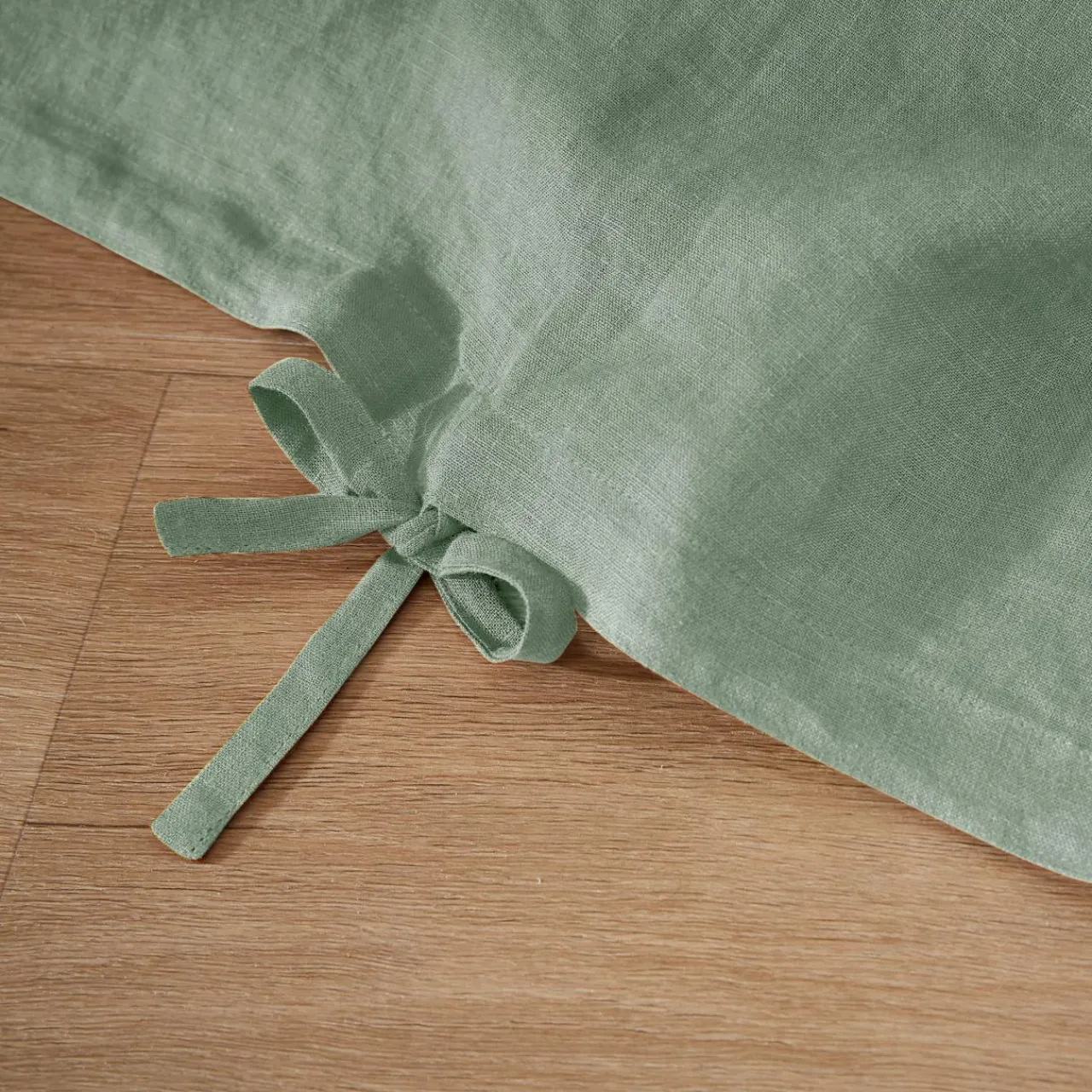 Housse De Couette|EMINZA Housse de couette lin lavé (240 x 220 cm) Louise Vert Eucalyptus