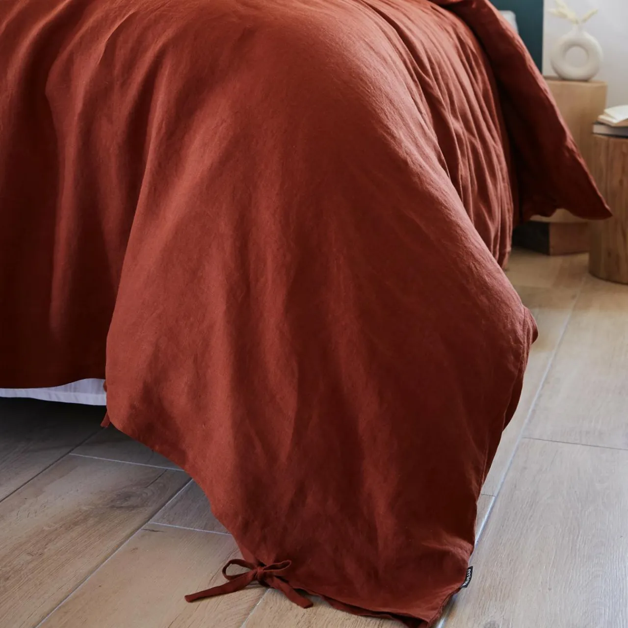 Housse De Couette|EMINZA Housse de couette lin lavé (260 x 240 cm) Louise Terracotta